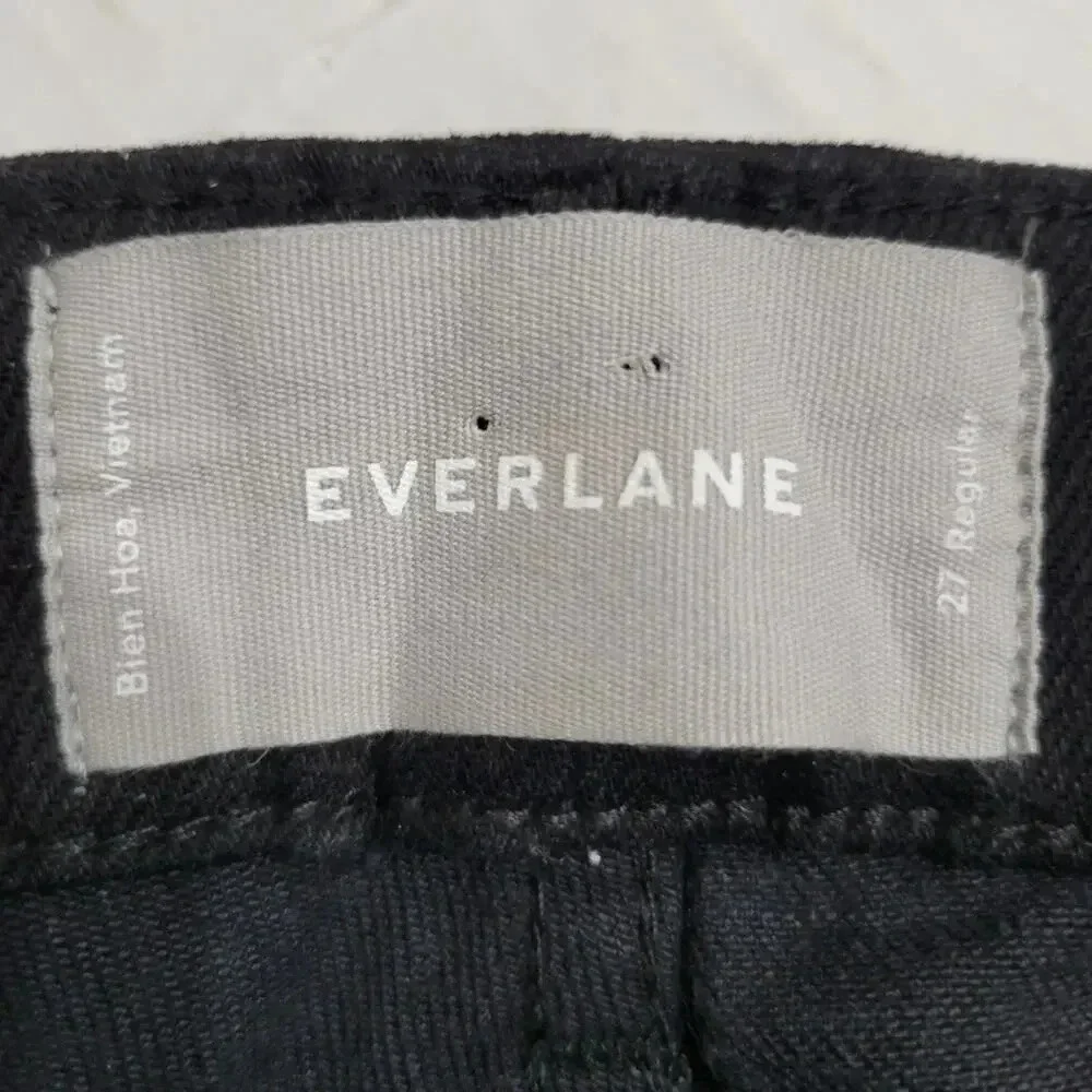 Everlane Mid Rise Black Denim Straight Leg Skinny Jeans Size 27